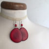 boucles d'oreilles chips ivoire végétal rouge Rootsabaga création lyon