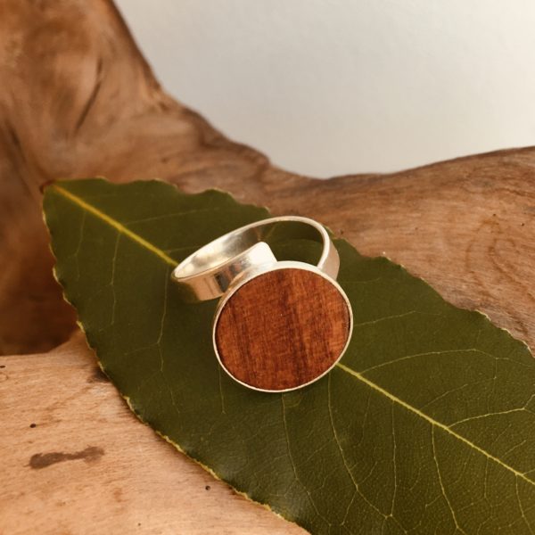 bague bois et argent 15mm bois de prunier Rootsabaga bijouterie lyon