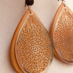 Boucles d'oreilles éventail bois"