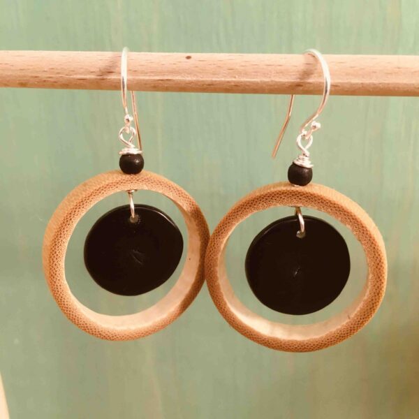 boucles d'oreilles bambou ivoire végétal ronde légère bijou artisanal createur noir