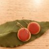 boucles d'oreilles créoles bois email rouge Rootsabaga