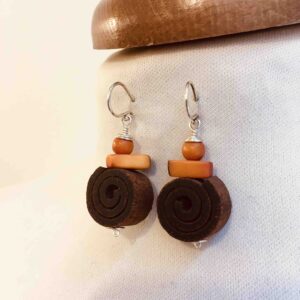 boucles d'oreilles cannelle ivoire vegetal orange