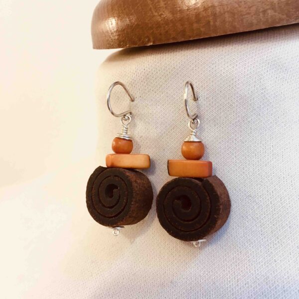 boucles d'oreilles cannelle ivoire vegetal orange