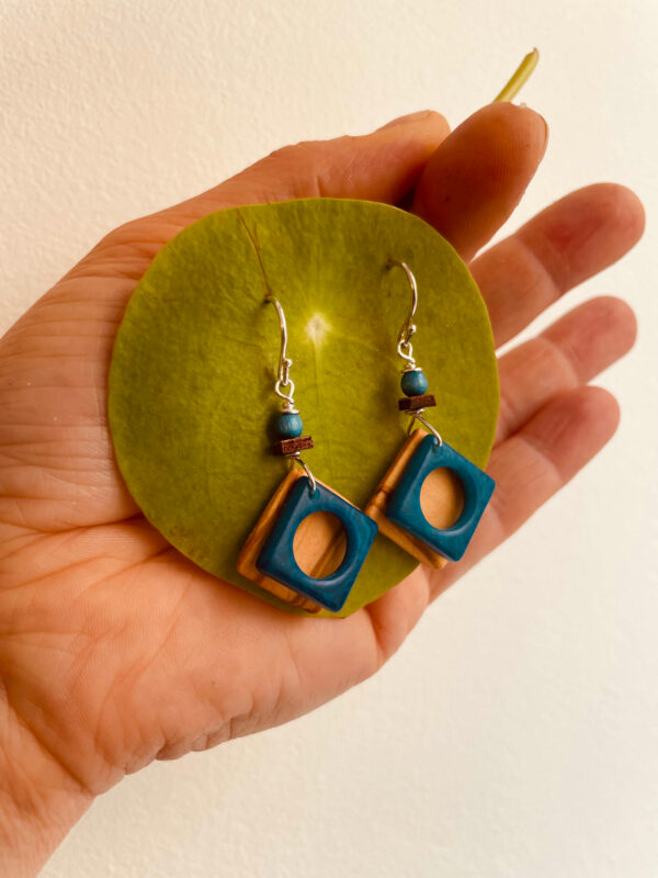 BO bois carré ivoire vegetal turquoise Rootsabaga
