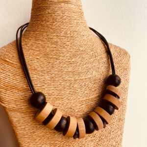 collier bambou ivoire végétal perles bois noir Rootsabaga