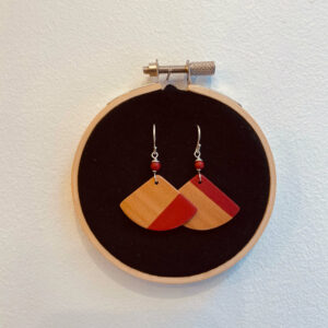 boucles d'oreilles bois peint eventail bijoux naturels bois rootsabaga couleur rouge